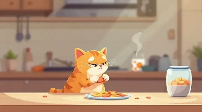 我家猫偷吃小鱼干，被抓包的表情绝了搞笑视频封面