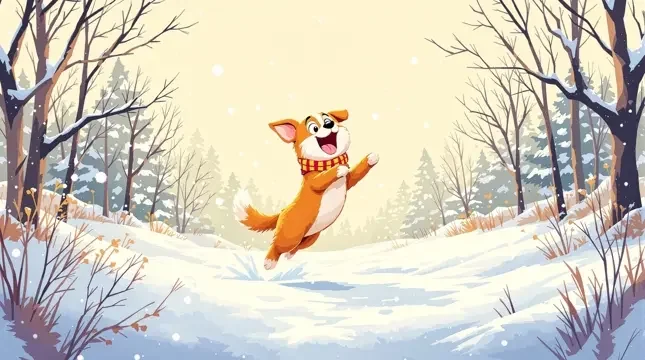 狗子第一次见到雪，兴奋到原地起飞搞笑视频封面